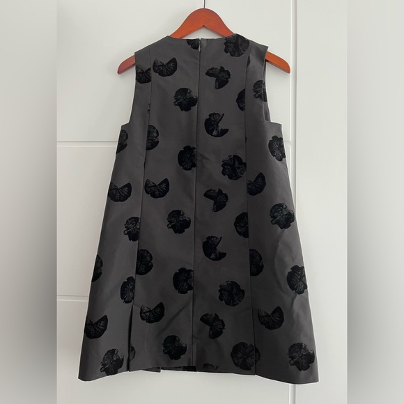 COS black V-neck sleeveless dress with abstract velvet pattern - Picture 2 of 5